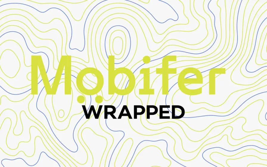 Mobifer Wrapped logo on topographic background
