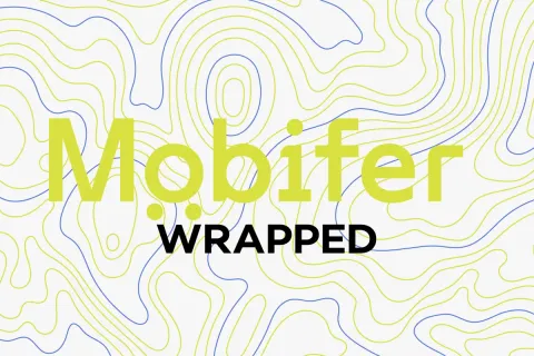 Mobifer Wrapped logo on topographic background